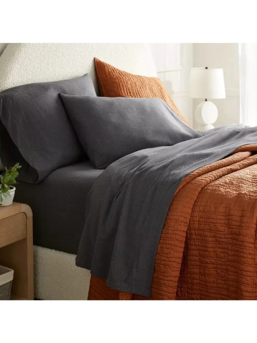 Threshold Cotton Jersey Heather Charcoal King Size 4 Piece Sheet Set NWOT